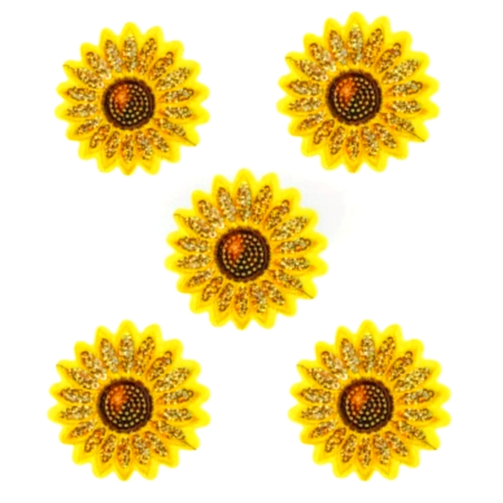 Set Of 5β Yellow Sunflower Embroidery Patches